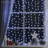 Гирлянда &laquo;Занавес&raquo; 2&times;1.5 м с насадками &laquo;Ёжики&raquo;, IP20, прозрачная нить, 360 LED, свечение белое, 8 режимов, 220 В