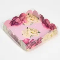 Коробка для печенья, кондитерская упаковка с пластиковой крышкой, &laquo;Тебе с любовью&raquo;, 13&times;13&times;3 см