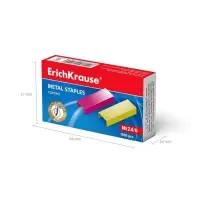 Скобы металлические №24/6, ErichKrause, для степлера 1000 шт., цветные