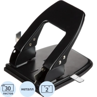 Дырокол до 30 листов, с линейкой, цвет черный
