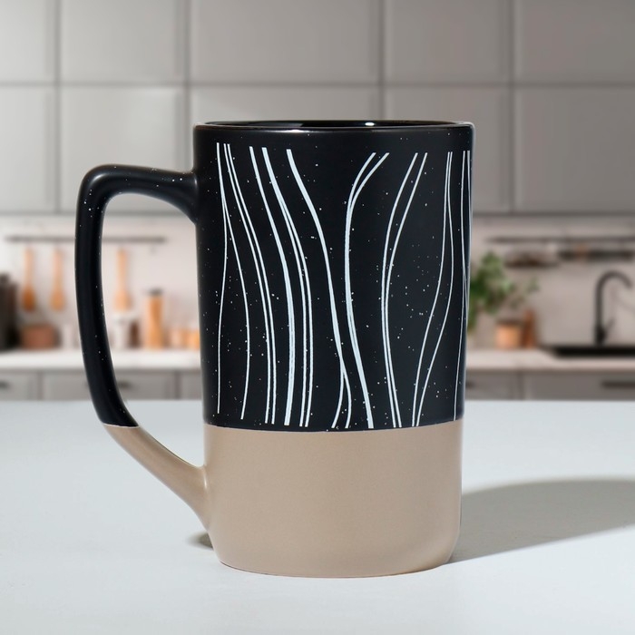 Кружка керамическая «Абстракция», 500 мл, цвет чёрный Кружка керамическая «Абстракция», 500 мл, цвет чёрный