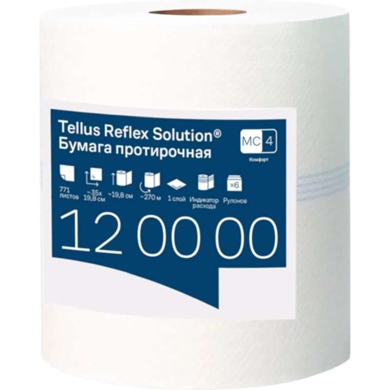 Бумага протирочная д/держ Торк/Tellus М4 с ЦВ 1сл.771л/рул. 6рул/уп 120000