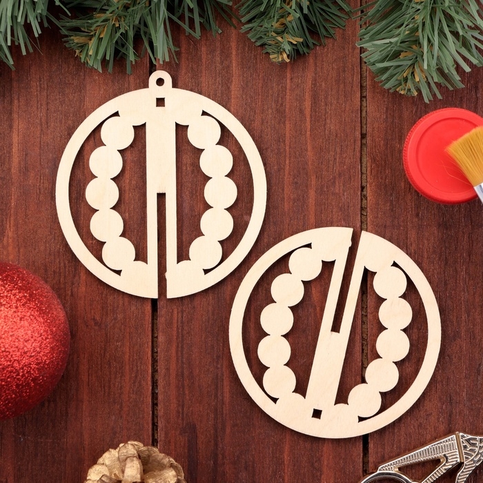 Деревянная игрушка на ёлку Деревянная игрушка на ёлку "Бусы", шар, диаметр 8 см