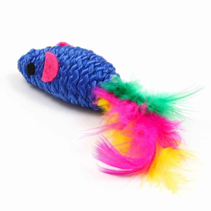 Мышь с пером, 4,5 см, синяя Мышь с пером, 4,5 см, синяя