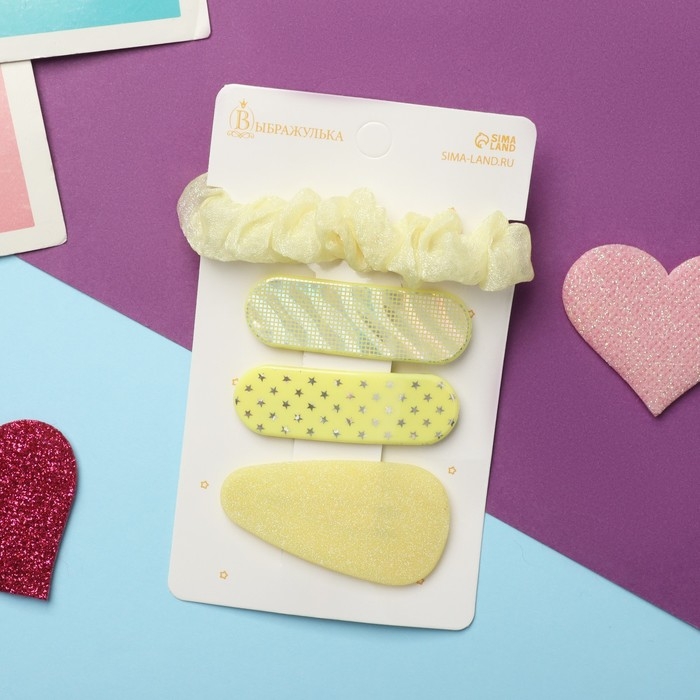 Набор для волос Набор для волос "Толиман" (1 резинка-6 см,3 невидимки- 5 см) жёлтый