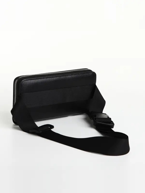 Сумка мужская через плечо TEXTURA, портмоне - клатч, на молнии, чёрная