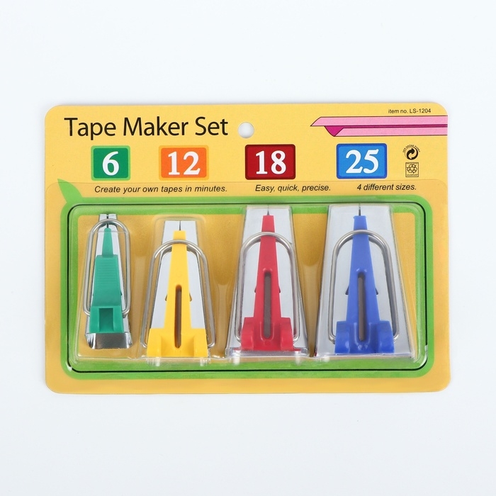 Набор приспособлений для складывания косой бейки, 4 шт Набор приспособлений для складывания косой бейки, 4 шт