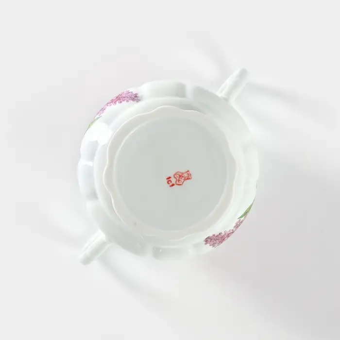 Сахарница Добрушский завод &laquo;Сирень&raquo;, 550 мл, с крышкой, фарфор, белая