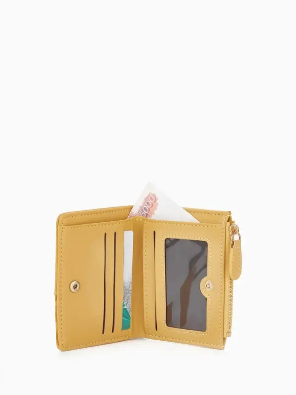 Кошелёк женский на кнопке, 11.5&times;2&times;9 см, комбинированный, жёлтый