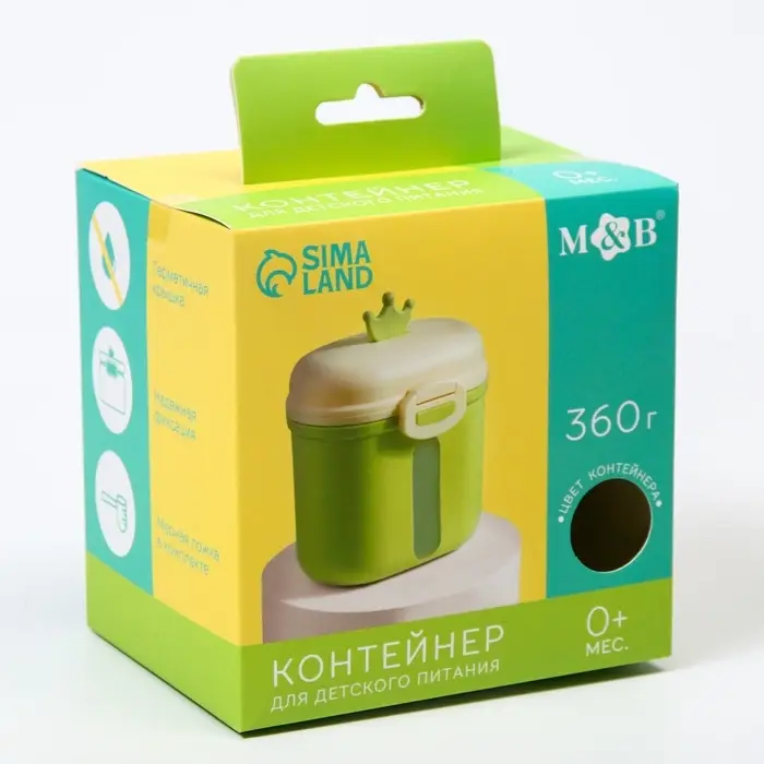 Контейнер для хранения детского питания M&B &laquo;Корона&raquo;, 360 г, зеленый