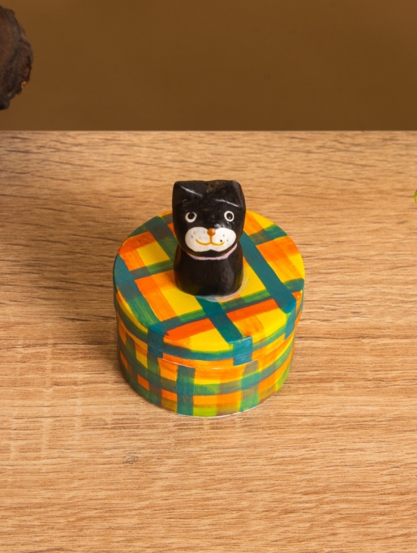 Сувенирная шкатулка «Чёрный Кот», 4.5×4.5×6 см, дерево, разноцветная Сувенирная шкатулка «Чёрный Кот», 4.5×4.5×6 см, дерево, разноцветная