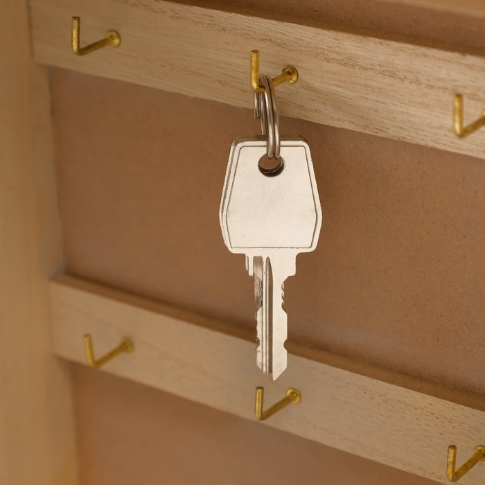 Ключница дерево 6 крючков Ключница дерево 6 крючков "Белые пальмовые листья" 25,5х20,5х6,5 см МИКС