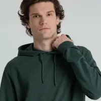 Толстовка с капюшоном унисекс Hoodie, темно-зеленый меланж, размер XS