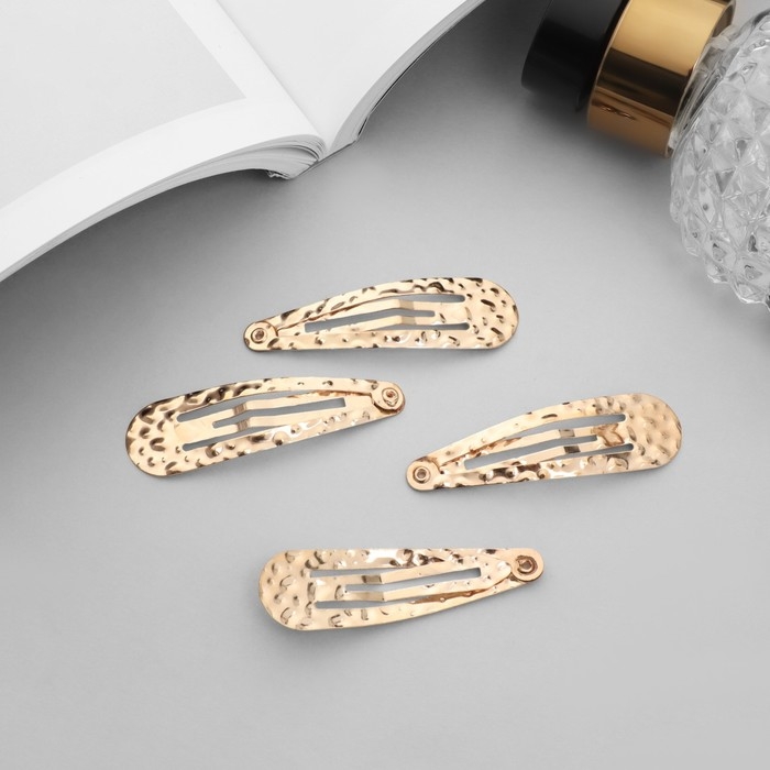 Невидимка для волос  Невидимка для волос "Ажурная" (набор 6 шт) 5 см, золото