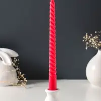 Набор свечей витых 25 см, 2 шт., 57 г, 5 ч, красный
