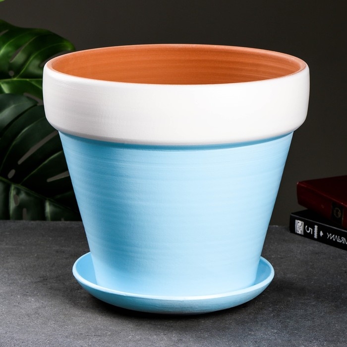 Горшок цветочный, голубой, h28, d31, 12л Горшок цветочный, голубой, h28, d31, 12л