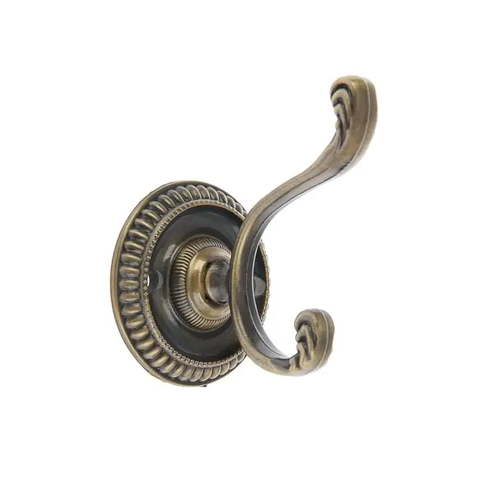 Крючок мебельный ТУНДРА TKd=013, двухрожковый, бронза