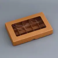 Коробка для 15 конфет, крафт, 13.7×22×3.5 см