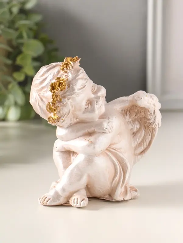 Фигура полистоун "Ангелочек сидит" 13х10х8 см