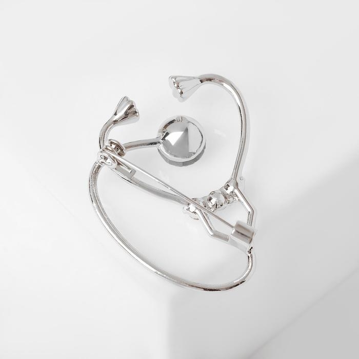 Брошь «Стетоскоп» крупный, цвет белый в серебре Брошь «Стетоскоп» крупный, цвет белый в серебре