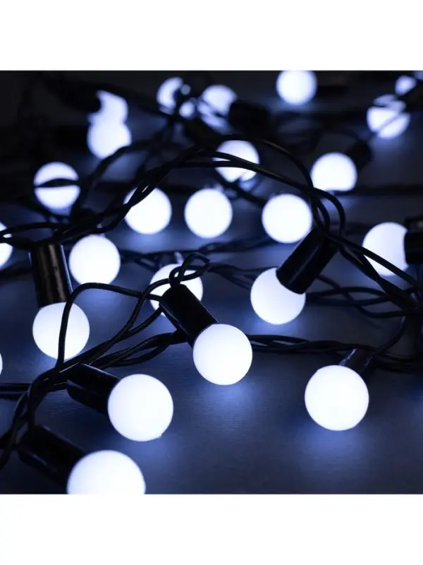 Гирлянда &laquo;Нить&raquo; 10 м с насадками &laquo;Шарики 1.5 см&raquo;, IP44, тёмная нить, 100 LED, свечение белое, 8 режимов, 220 В