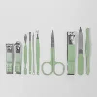 Набор маникюрный, 10 предметов, в футляре, бирюзовый