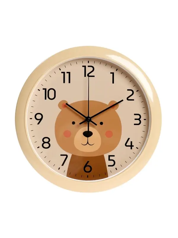 Часы настенные  Часы настенные "Медвежонок", детские, плавный ход,  d=29см, бежевые