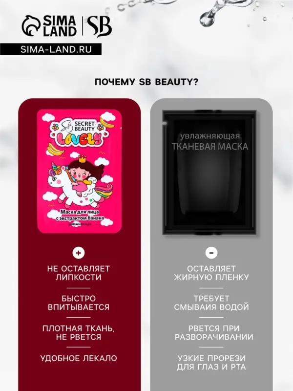 Маска тканевая увлажняющая для лица с экстрактом банана