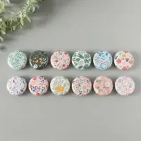 Шкатулка металл круглая "Цветы и листья" набор 12 шт 6,8х6,8х1,7 см