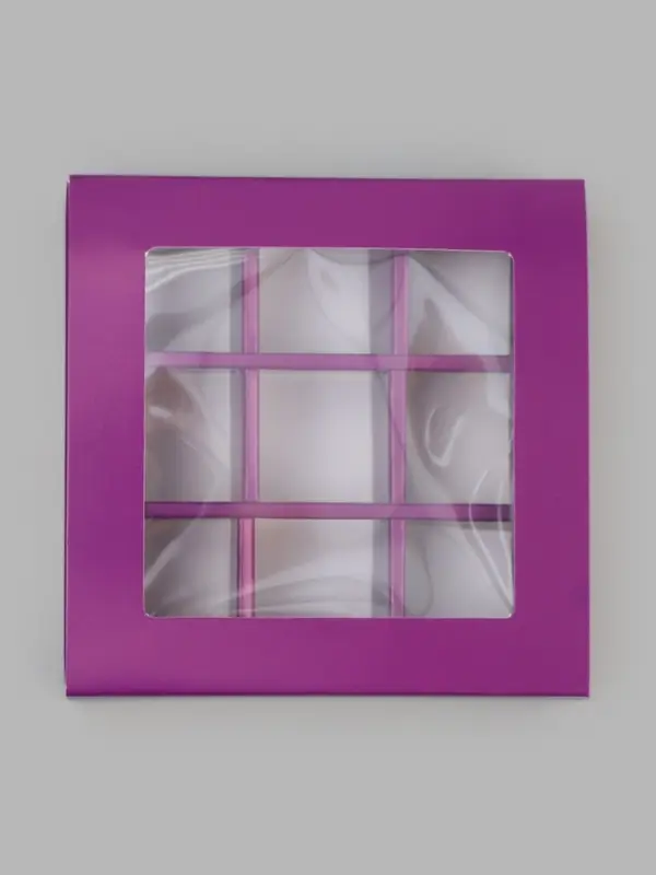 Коробка для 9 конфет, сиреневый, 13.5&times;13.5&times;3.5 см