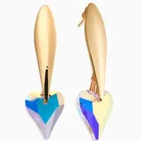 Серьги &laquo;Сердце&raquo; кристалл, радужные в золоте