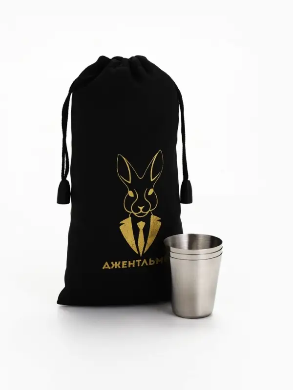 Стопки в чехле &laquo;Джентельмен&raquo;: нержавеющая сталь, набор 3 шт.&times;30 мл