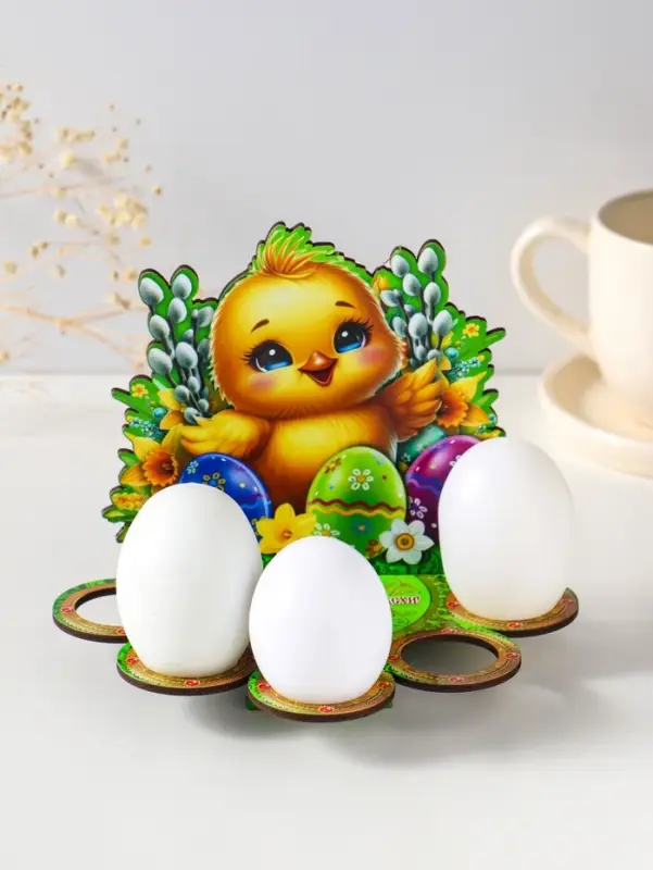 Подставка пасхальная на 5 яиц "Цыпленок,  17х14х10 см