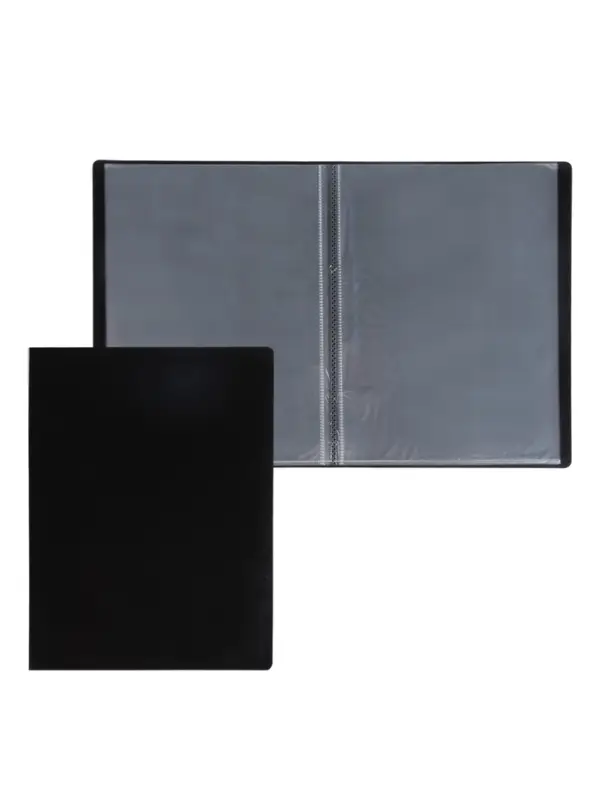 Папка с 10 вкладышами А4, 500 мкм, Calligrata, текстура &laquo;песок&raquo;, чёрная