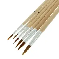 Набор кистей для рисования, нейлон, 6 штук: № 2, 4, 6, 8, 10, 12, круглые, деревянная ручка, международный размер