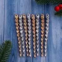 Ёлочные игрушки набор 8 шт. &laquo;Витые сосульки&raquo;, 12 см, серебро/золото