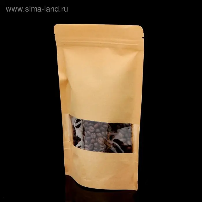 Пакет Zip - lock Крафт с прямоугольным окном 16×26 см Пакет Zip - lock Крафт с прямоугольным окном 16×26 см