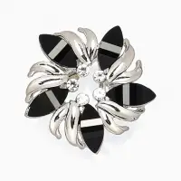 Кольцо для платка &laquo;Цветок мака&raquo;, чёрное в серебре