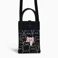 Сумка подр Коты, 12*4*17, отд на кнопке, дл ремень, черный Сумка подр Коты, 12*4*17, отд на кнопке, дл ремень, черный