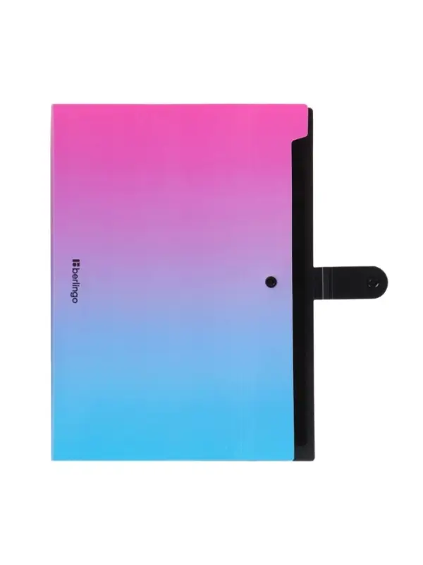 Папка А4 Radiance, 12 отделений, 600 мкм, на кнопке, розовый/голубой градиент