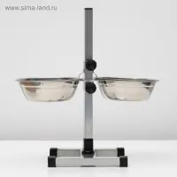 Подставка с мисками, 2&times;700 мл, высота 40 см, разборная с верхним фиксатором, хром