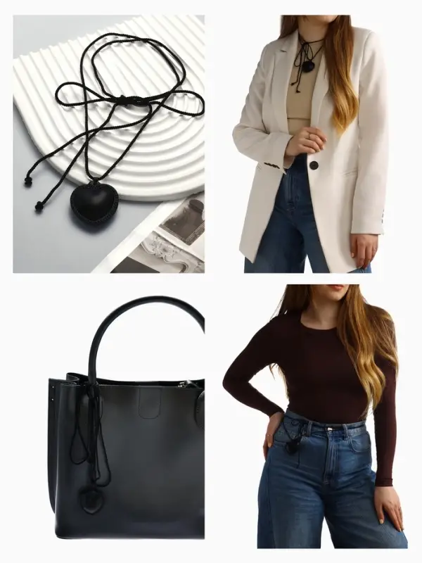 Чокер/кулон на шнурке &laquo;Сердечко&raquo;, кожа, трансформер, чёрный, 150 см