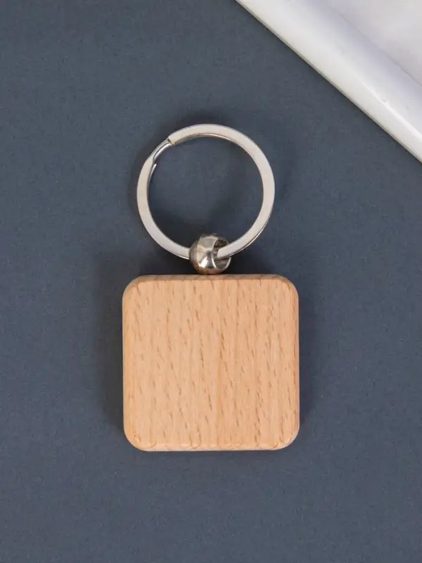 Деревянный брелок для ключей на кольце под нанесение &laquo;Квадрат&raquo;, закруглённые углы, 4&times;4 см