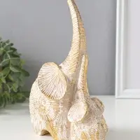 Сувенир полистоун "Слон со слонёнком. Золотые круги" 15х7х20,5 см