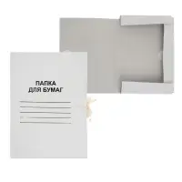 Папка д/бумаг А4, на завязках, Calligrata, 250 г/м2, до 200л, белая, картон немелованный