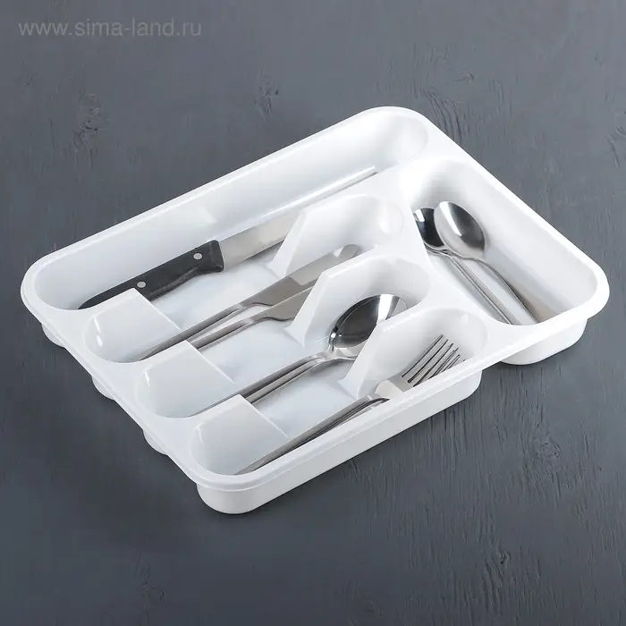 Лоток для столовых приборов IDEA, 26&times;33.5&times;4.8 см, пластик, белый
