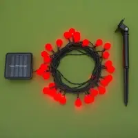 Гирлянда &laquo;Нить&raquo;, 4.5 м, с насадками в виде шариков, IP44, 30 LED, 2 режима, солнечная батарея, тёмная нить, свечение красное