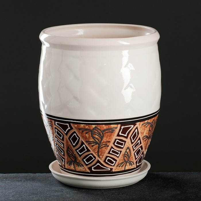 Горшок цветочный Горшок цветочный "Фикус 2" Мозаика белый микс 12л