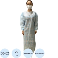 Халат хирург. стер, рук.манж, дл.140 см, р.50-52, пл.25, смс, 1шт