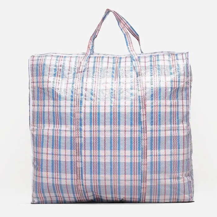 Сумка хозяйственная на молнии, 82 л, в клетку